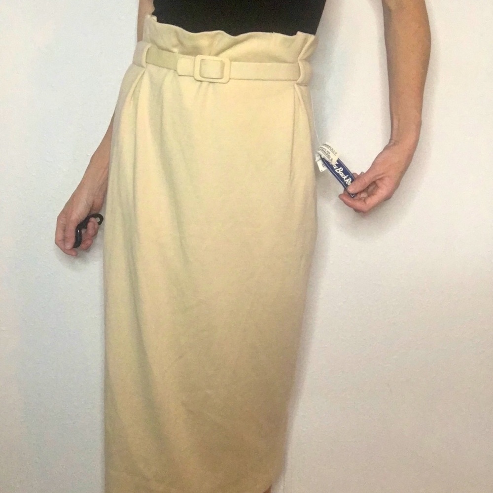 🐕VTG 80s deadstock wool paper bag waistline skirt